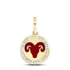 10kt Yellow Gold Men's Baguette Diamond Aries Sign Charm Pendant - 1/2 Cttw | Splendid Jewellery - Splendid Jewellery