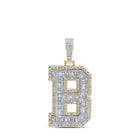 10kt Yellow Gold Men's Baguette Diamond B Initial Letter Charm Pendant - 3 - 1/3 Cttw - Splendid Jewellery