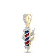 Load image into Gallery viewer, 10kt Yellow Gold Men's Baguette Diamond Barber Pole Charm Pendant - 7/8 Cttw | Splendid Jewellery - Splendid Jewellery