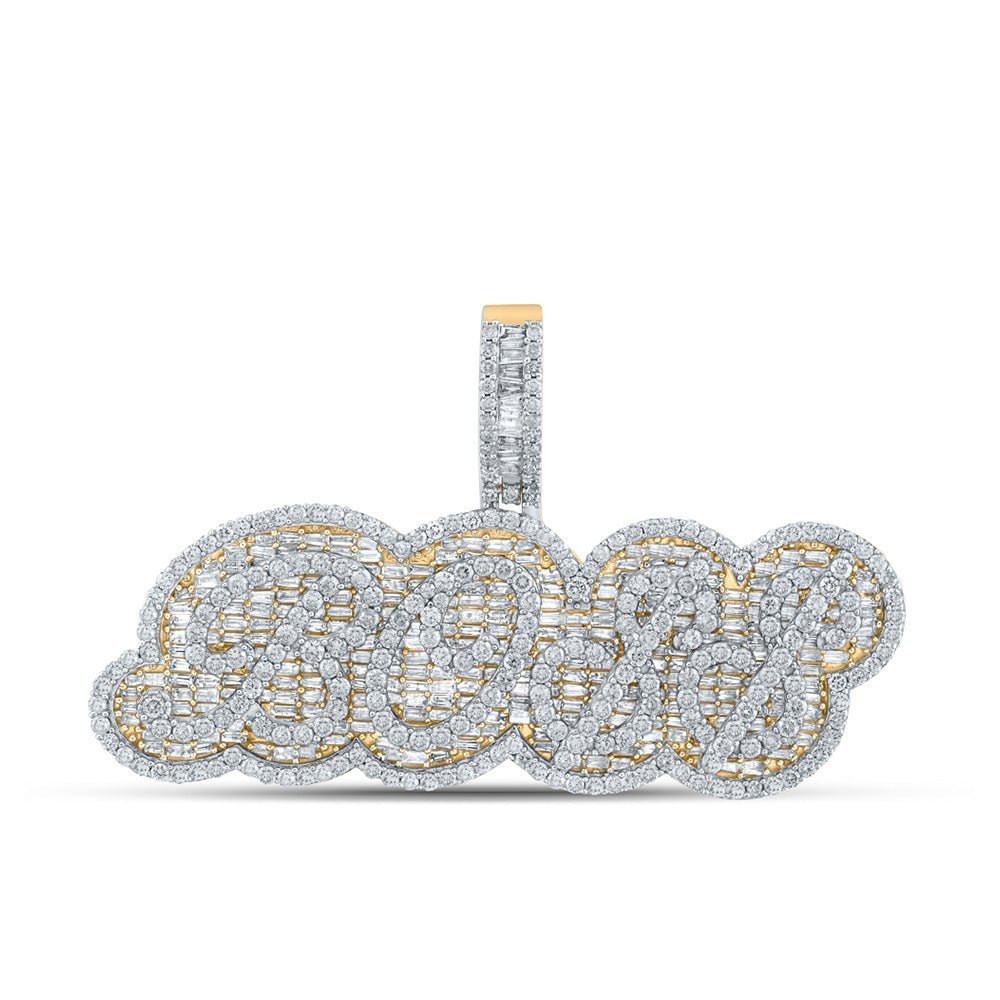 10kt Yellow Gold Men's Baguette Diamond Boss Dollar Sign Charm Pendant - 8 - 5/8 Cttw | Splendid Jewellery - Splendid Jewellery
