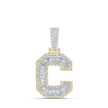 Load image into Gallery viewer, 10kt Yellow Gold Mens Baguette Diamond C Initial Letter Charm Pendant 1/2 Cttw - Splendid Jewellery