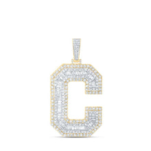 Load image into Gallery viewer, 10kt Yellow Gold Men's Baguette Diamond C Initial Letter Charm Pendant - 5 - 1/2 Ct.t.w. - Splendid Jewellery