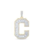 10kt Yellow Gold Men's Baguette Diamond C Initial Letter Charm Pendant - 5 - 1/2 Ct.t.w. - Splendid Jewellery