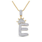 10kt Yellow Gold Men's Baguette Diamond Crown E Letter Charm Pendant - 3/4 Cttw | Splendid Jewellery - Splendid Jewellery
