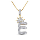 10kt Yellow Gold Men's Baguette Diamond Crown E Letter Charm Pendant - 3/4 Cttw | Splendid Jewellery - Splendid Jewellery