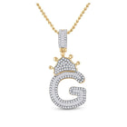 10kt Yellow Gold Men's Baguette Diamond Crown G Letter Charm Pendant - 3/4 Cttw - Splendid Jewellery