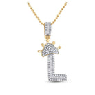 10kt Yellow Gold Men's Baguette Diamond Crown L Letter Charm Pendant 1/2 Cttw - Splendid Jewellery