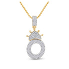 10kt Yellow Gold Men's Baguette Diamond Crown O Letter Charm Pendant - 3/4 Cttw - Splendid Jewellery