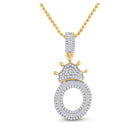 10kt Yellow Gold Men's Baguette Diamond Crown O Letter Charm Pendant - 3/4 Cttw - Splendid Jewellery