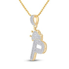 10kt Yellow Gold Men's Baguette Diamond Crown P Letter Charm Pendant - 5/8 Cttw - Splendid Jewellery
