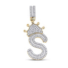 10kt Yellow Gold Men's Baguette Diamond Crown S Letter Charm Pendant - 3/4 Cttw | Splendid Jewellery - Splendid Jewellery