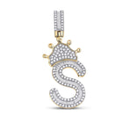 10kt Yellow Gold Men's Baguette Diamond Crown S Letter Charm Pendant - 3/4 Cttw | Splendid Jewellery - Splendid Jewellery