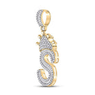10kt Yellow Gold Men's Baguette Diamond Crown S Letter Charm Pendant - 3/4 Cttw | Splendid Jewellery - Splendid Jewellery