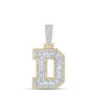 10kt Yellow Gold Men's Baguette Diamond D Initial Charm Pendant - 5/8 Cttw - Splendid Jewellery