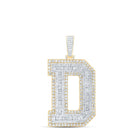 10kt Yellow Gold Mens Baguette Diamond D Initial Letter Charm Pendant - 6 Cttw - Splendid Jewellery