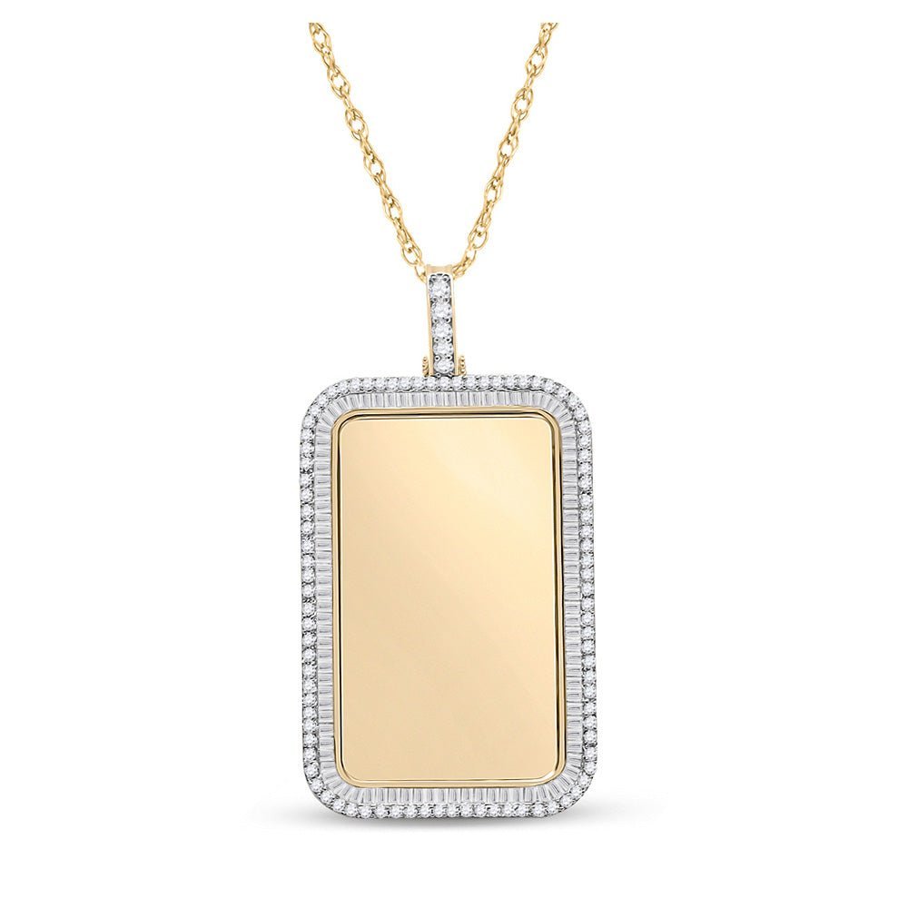 10kt Yellow Gold Men's Baguette Diamond Dog Tag Pendant - 2 Cttw | Splendid Jewellery - Splendid Jewellery