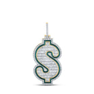 10kt Yellow Gold Men's Baguette Diamond Dollar Sign Charm Pendant - 3 - 5/8 Cttw - Splendid Jewellery - Splendid Jewellery