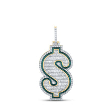 Load image into Gallery viewer, 10kt Yellow Gold Men's Baguette Diamond Dollar Sign Charm Pendant - 3 - 5/8 Cttw - Splendid Jewellery - Splendid Jewellery