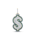 10kt Yellow Gold Men's Baguette Diamond Dollar Sign Charm Pendant - 3 - 5/8 Cttw - Splendid Jewellery - Splendid Jewellery