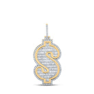 10kt Yellow Gold Mens Baguette Diamond Dollar Sign Charm Pendant - A Dazzling Statement Piece - Splendid Jewellery