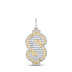 10kt Yellow Gold Mens Baguette Diamond Dollar Sign Charm Pendant - A Dazzling Statement Piece - Splendid Jewellery