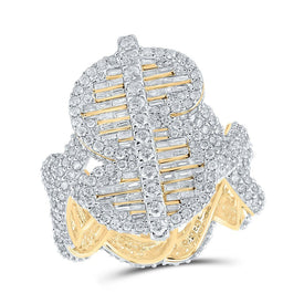 10kt Yellow Gold Men's Baguette Diamond Dollar Sign Fashion Ring - 4 - 5/8 Cttw | Splendid Jewellery - Splendid Jewellery