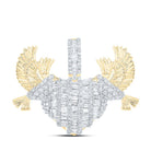10kt Yellow Gold Men's Baguette Diamond Dove Heart Charm Pendant - 2 - 1/3 Cttw - Splendid Jewellery