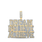 10kt Yellow Gold Men's Baguette Diamond Dream Believe Achieve Charm Pendant - 4 - 1/2 Cttw | Splendid Jewellery - Splendid Jewellery