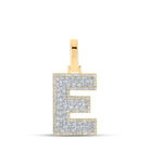10kt Yellow Gold Men's Baguette Diamond E Initial Letter Charm Pendant - 3/4 Cttw - Splendid Jewellery