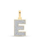 10kt Yellow Gold Men's Baguette Diamond E Initial Letter Charm Pendant - 3/4 Cttw - Splendid Jewellery