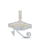 10kt Yellow Gold Mens Baguette Diamond Eye of Horus Charm Pendant - 3 Cttw - Splendid Jewellery