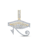 10kt Yellow Gold Mens Baguette Diamond Eye of Horus Charm Pendant - 3 Cttw - Splendid Jewellery