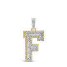 10kt Yellow Gold Men's Baguette Diamond F Initial Letter Charm Pendant - 2 - 3/8 Cttw - Splendid Jewellery
