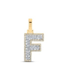10kt Yellow Gold Men's Baguette Diamond F Initial Letter Charm Pendant - 3/8 Cttw - Splendid Jewellery