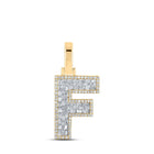 10kt Yellow Gold Men's Baguette Diamond F Initial Letter Charm Pendant - 3/8 Cttw - Splendid Jewellery