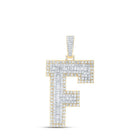 10kt Yellow Gold Mens Baguette Diamond F Initial Letter Charm Pendant - 4 - 5/8 Cttw - Splendid Jewellery