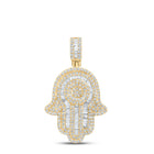 10kt Yellow Gold Men's Baguette Diamond Hamsa Charm Pendant - 3 Cttw | Splendid Jewellery Top view from the 10Kt Yellow Gold Mens Baguette Diamond Hamsa Charm Pendant 3 Cttwpin285871 collection by Splendid Jewellery