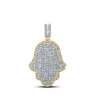 10kt Yellow Gold Men's Baguette Diamond Hamsa Charm Pendant - Luxurious Elegance - Splendid Jewellery
