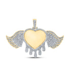 10kt Yellow Gold Men's Baguette Diamond Heart Charm Pendant - Dripping Memory of Love - 2 - 1/2 Cttw - Splendid Jewellery