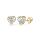 10kt Yellow Gold Men's Baguette Diamond Heart Earrings - Stunning Symbol of Love and Style - Splendid Jewellery