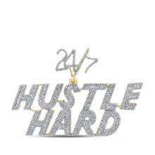 Load image into Gallery viewer, 10kt Yellow Gold Men's Baguette Diamond Hustle Hard 24/7 Charm Pendant - 2 - 5/8 Cttw - Splendid Jewellery