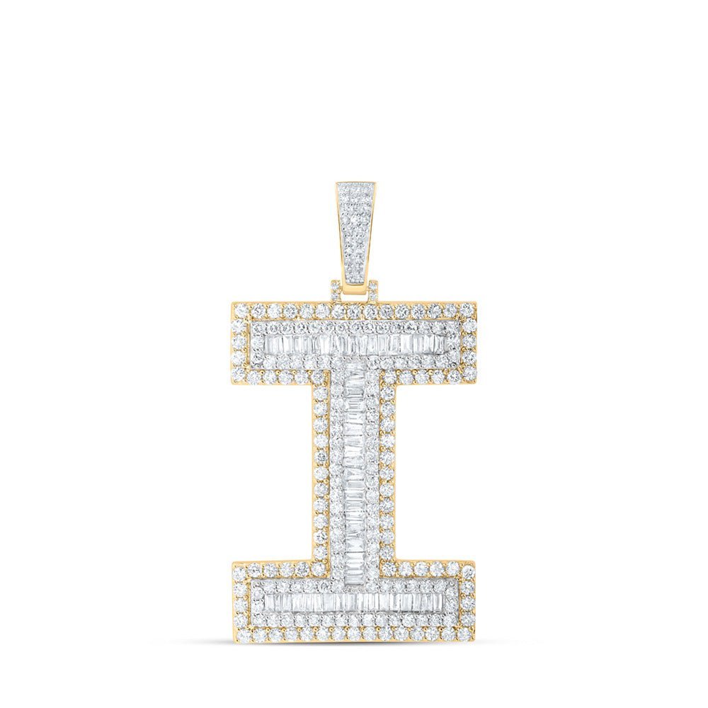 10kt Yellow Gold Men's Baguette Diamond I Initial Charm Pendant - 5 Cttw | Splendid Jewellery - Splendid Jewellery