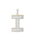 10kt Yellow Gold Men's Baguette Diamond I Initial Charm Pendant - 5 Cttw | Splendid Jewellery - Splendid Jewellery