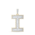 10kt Yellow Gold Men's Baguette Diamond I Initial Charm Pendant - 5 Cttw | Splendid Jewellery - Splendid Jewellery