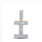10kt Yellow Gold Men's Baguette Diamond I Initial Letter Pendant - 3/8 Cttw - Splendid Jewellery