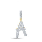 10kt Yellow Gold Men's Baguette Diamond Initial A Letter Charm Pendant - 3/4 Cttw | Splendid Jewellery - Splendid Jewellery
