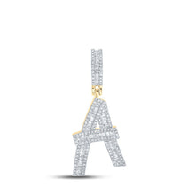 Load image into Gallery viewer, 10kt Yellow Gold Men's Baguette Diamond Initial A Letter Charm Pendant - 3/4 Cttw | Splendid Jewellery - Splendid Jewellery