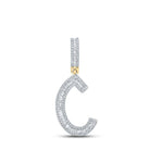 10kt Yellow Gold Men's Baguette Diamond Initial C Letter Pendant - 3/4 Cttw - Splendid Jewellery