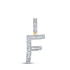 10kt Yellow Gold Men's Baguette Diamond Initial F Letter Charm Pendant - 3/4 Cttw - Splendid Jewellery