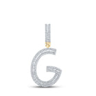 10kt Yellow Gold Men's Baguette Diamond Initial G Letter Charm Pendant - 3/4 Cttw - Splendid Jewellery